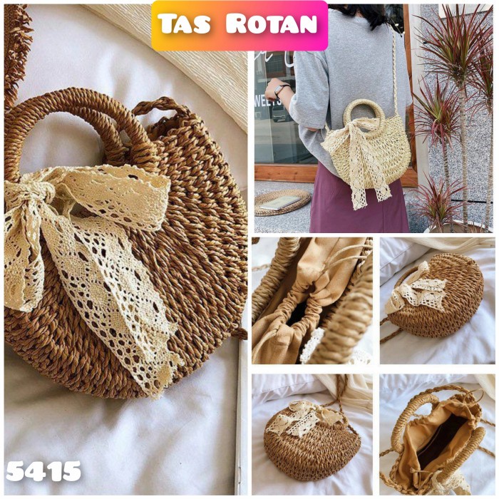 PREMIUM Tas Wanita Unik Lucu Import Bahan Rotan