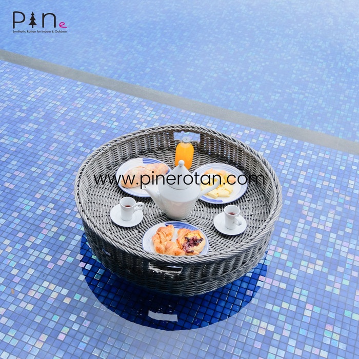 PREMIUM Nampan Apung Rotan / Floating Breakfast - Marriot Floating Tray Grey