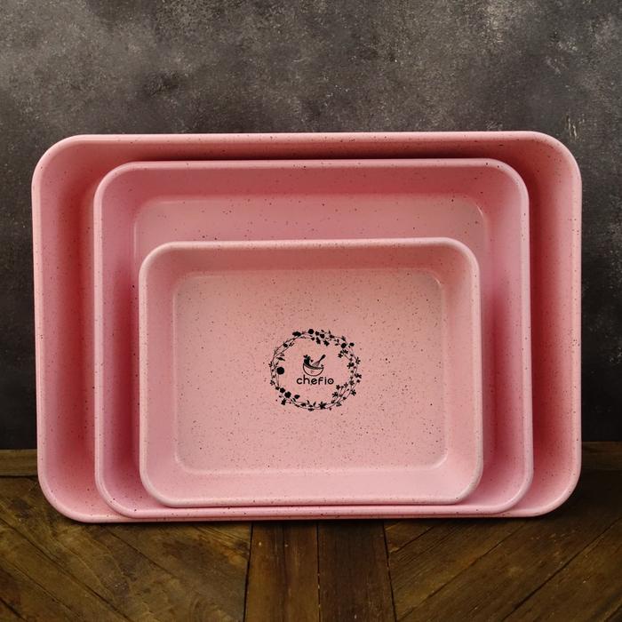 PREMIUM Chefio Loyang Persegi Panjang PINK / Baking Tray / Loyang Kue Kering