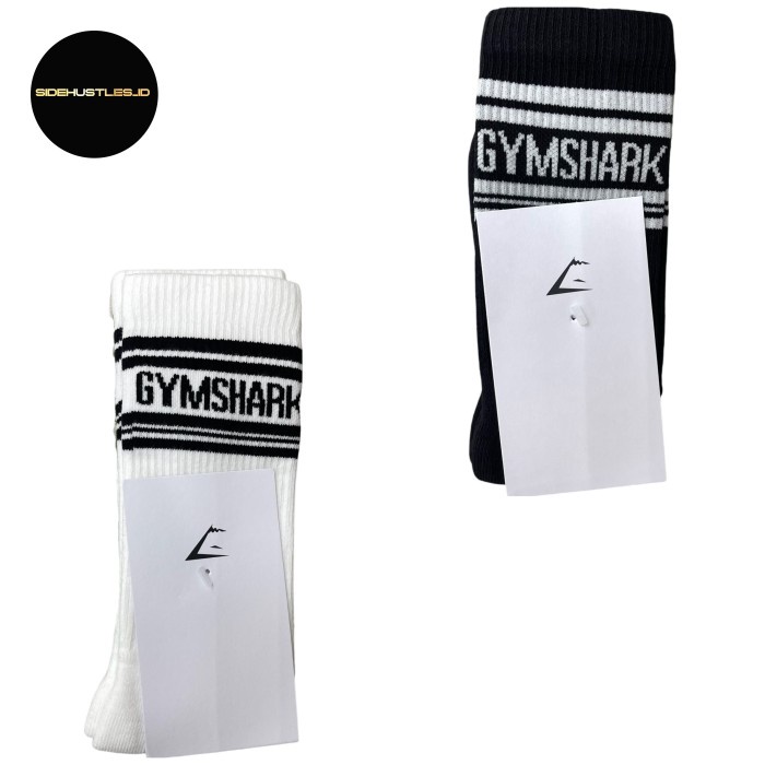 PREMIUM GYMSHARK Stripe Crew Single Socks 1pk (100% Original) Gym Shark Kaos Kaki Gym Shark Fitness