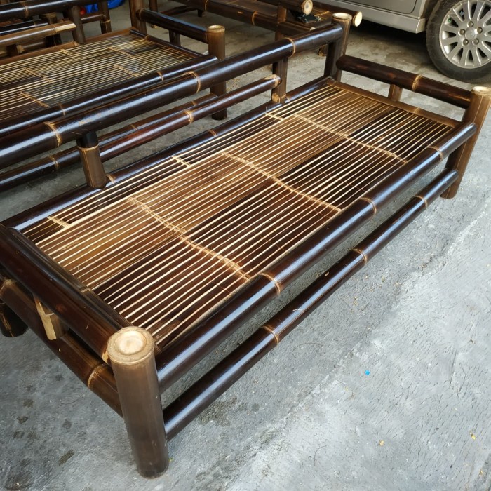 PREMIUM bangku bale bambu bambu full pernis mengkilap