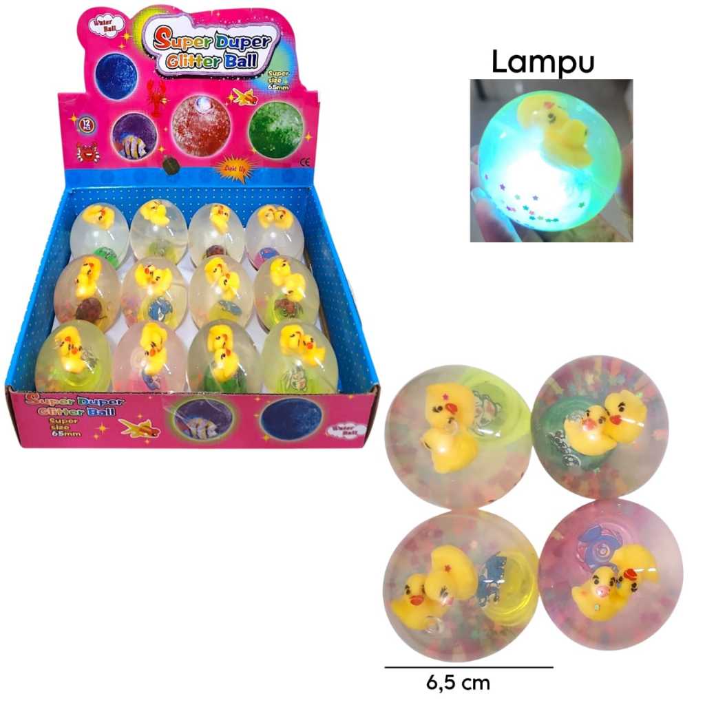 PROMO / SUPER DUPER GLITTER BALL LED mainan bola air WATER BALL BOLA BEKEL NYALA LAMPU DUCK