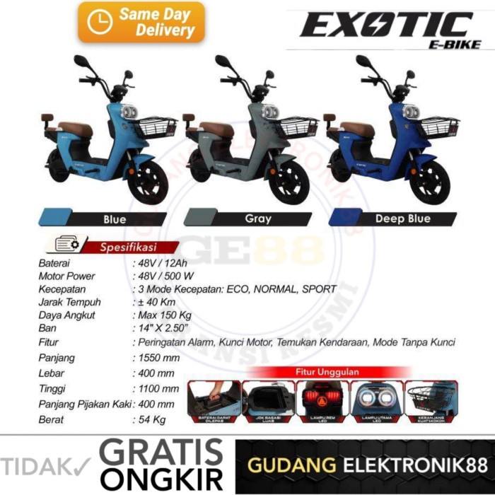 Best seller Sepeda Listrik Exotic X630 500Watt exotic x630 Terlaris