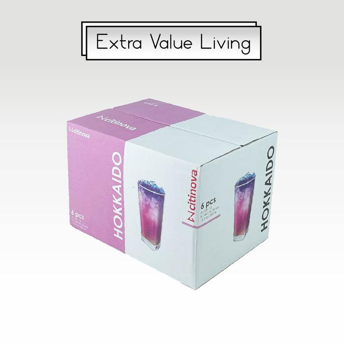 Terbaru Citinova Gelas Kaca Set 6 Pcs 350 Ml Hokkaido Gelas Minum Kotak Gelas Jus Gelas Beling