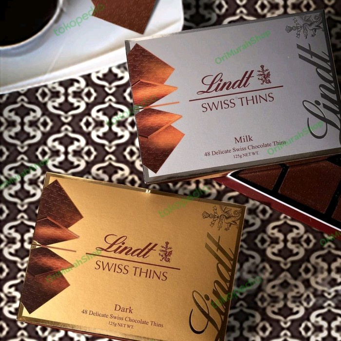 

Coklat Lindt Swiss Thins Milk Dark Chocolate Thin Cokelat Import Swiss