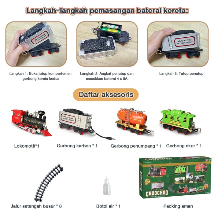 Playful Minds - Spray Kereta Api Mainan Rel Panjang Kereta Api Thomas Train Set Mainan Anak Laki