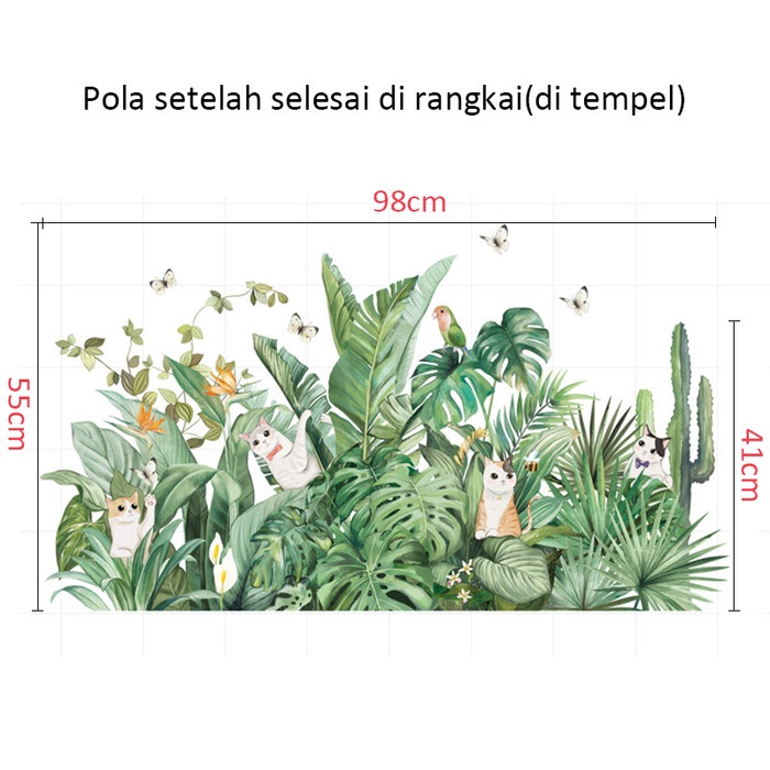 JTTOP" WALL STIKER DINDING RUANG TAMU MOTIF KUCING DI RUMPUT WALL STICKER