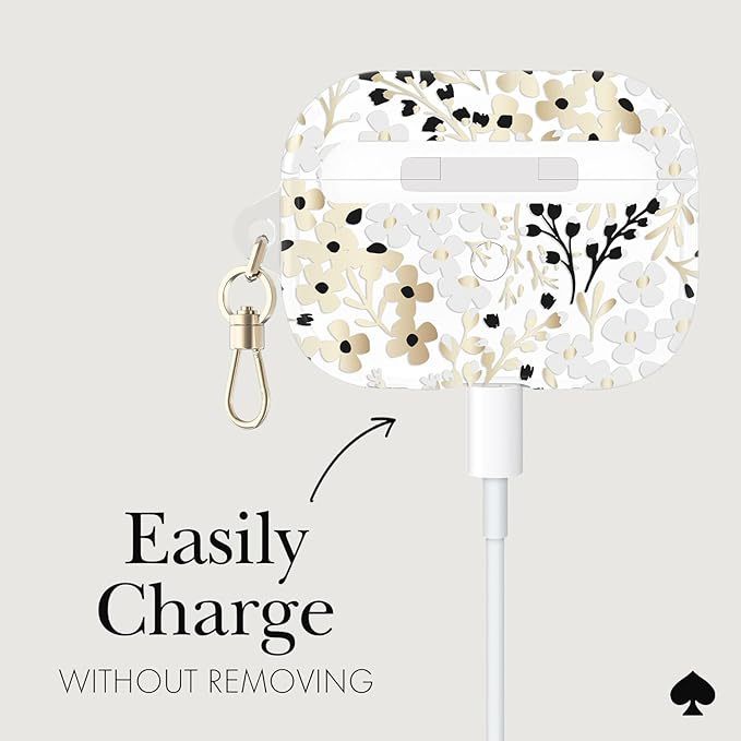AirPods Pro (1st / 2nd Gen.) Kate Spade Protective Case - Multifloral/Black/White/Gold Foil Logo