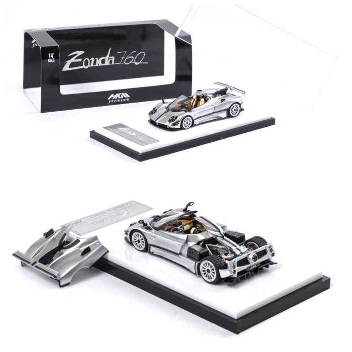 HKM Premium 1/64 Pagani Zonda 760 Roadster 2022 Metallic Silver