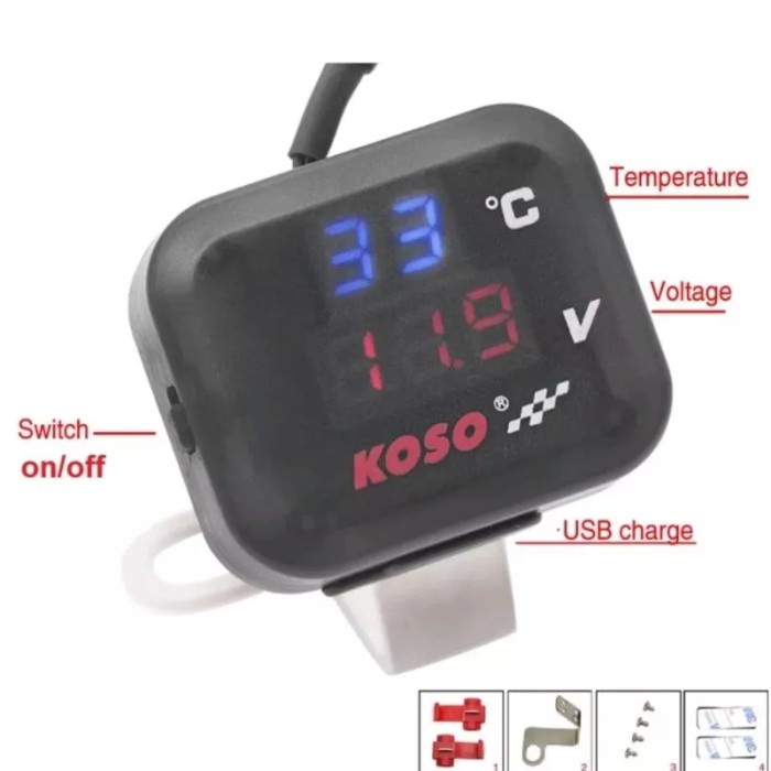 Sale Voltmeter Voltmeter Koso 3In1 Usb Charger Termometer