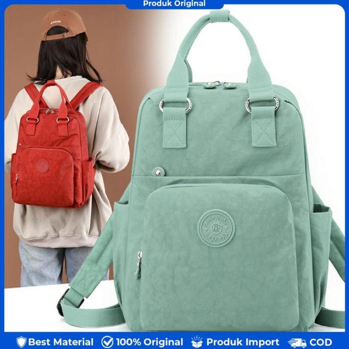 Tas Ransel Wanita - Bobo 6501 Tas Gendong Anti Air Muat Laptop 14 Inch Pink New