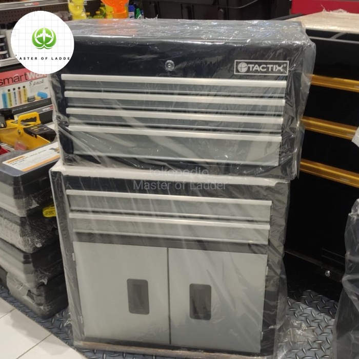 Tactix Lemari Bengkel Perkakas Tool Box Cabinet Trolley 6 Drawer