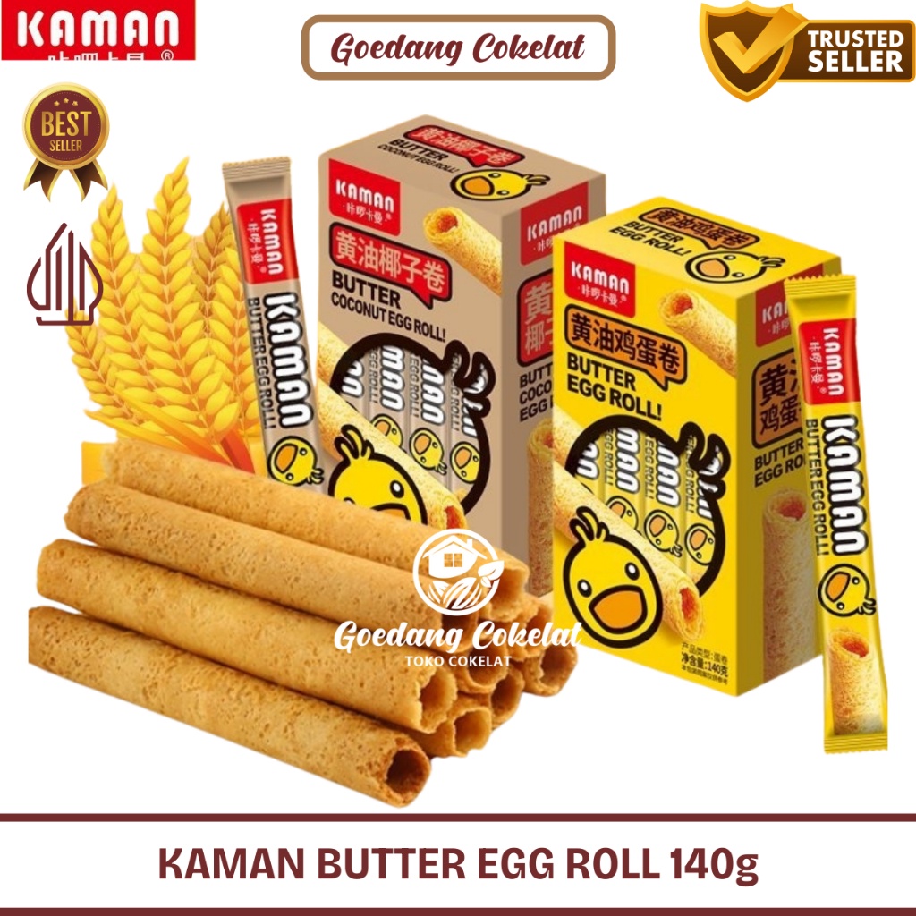 

A Kaman Crispy Egg Roll Salted Egg Yolk Durian Keju Butter Coconut Roll 218G Makanan Ringan Semprong