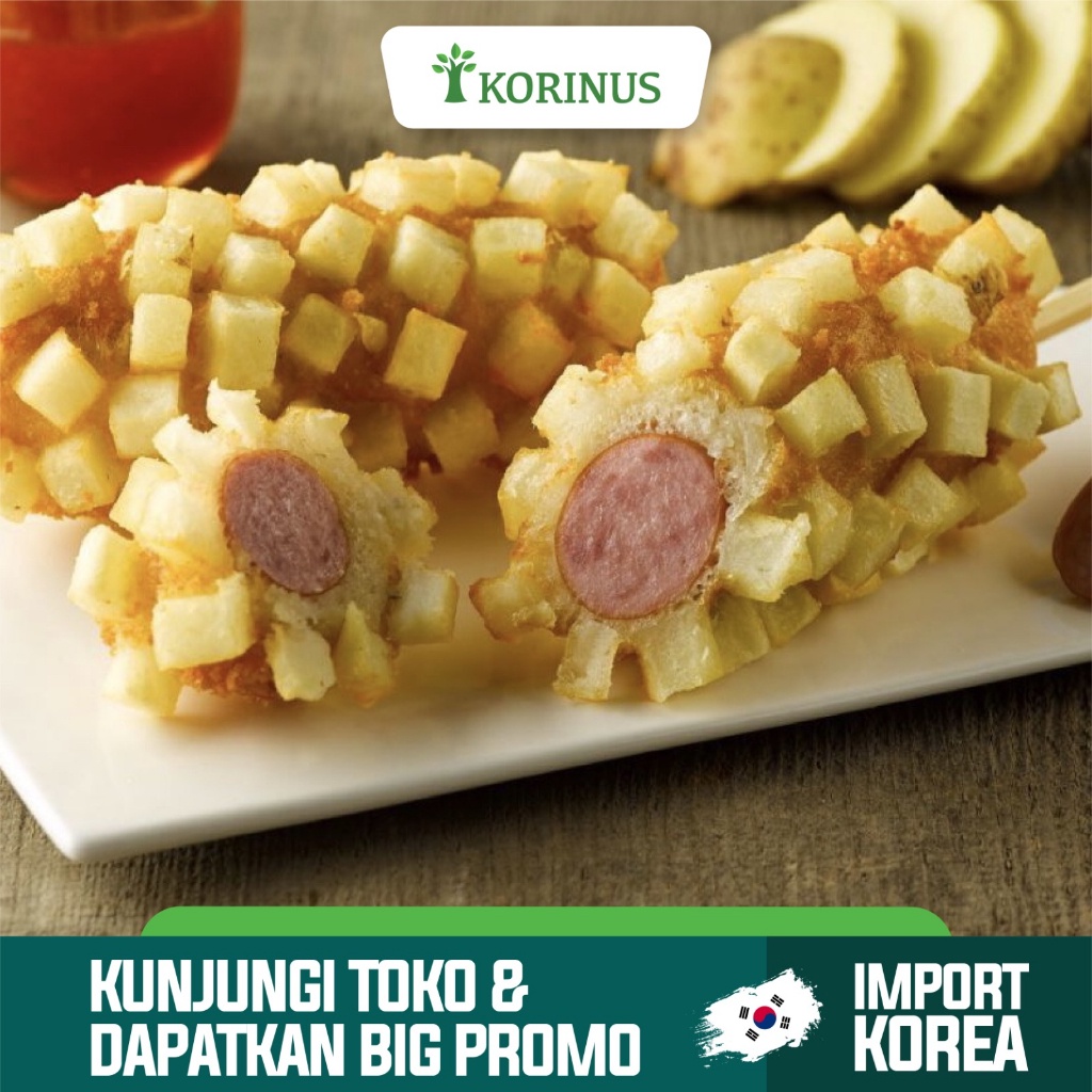 

A K - 1 Pack (4Pcs) Potato & Cheese Corn Dog/Roti Isi Keju Di Balurin Potongan Kentang 400Gr