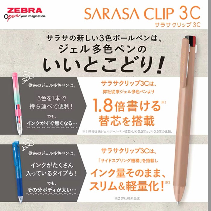 

Gas....!!!! Zebra Sarasa Clip 3C Relaxy Color 3 Color Relaxation Multi Gel Ink Pen 0.4Mm 0.5Mm
