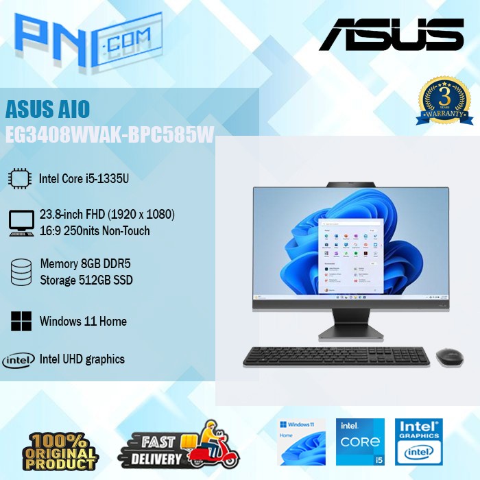 ASUS AIO EG3408WVAK-BPC585W i5-1335U 8GB 512GB SSD W11H 3Yr