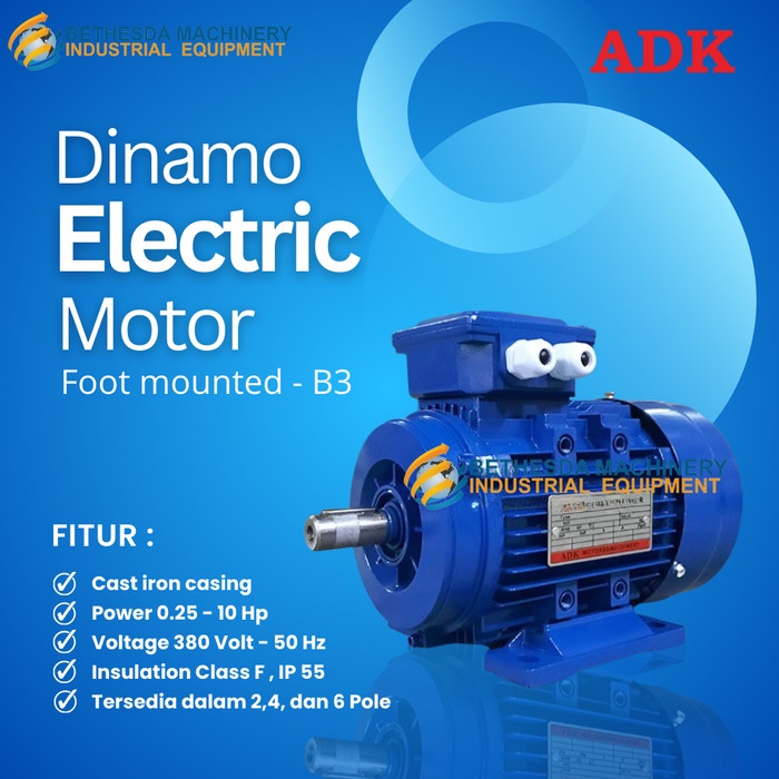 MASIH ADA. DINAMO LISTRIK ADK 1 HP 1 5 HP 2 HP 3 HP - MOTOR ELECTRO 380VOLT