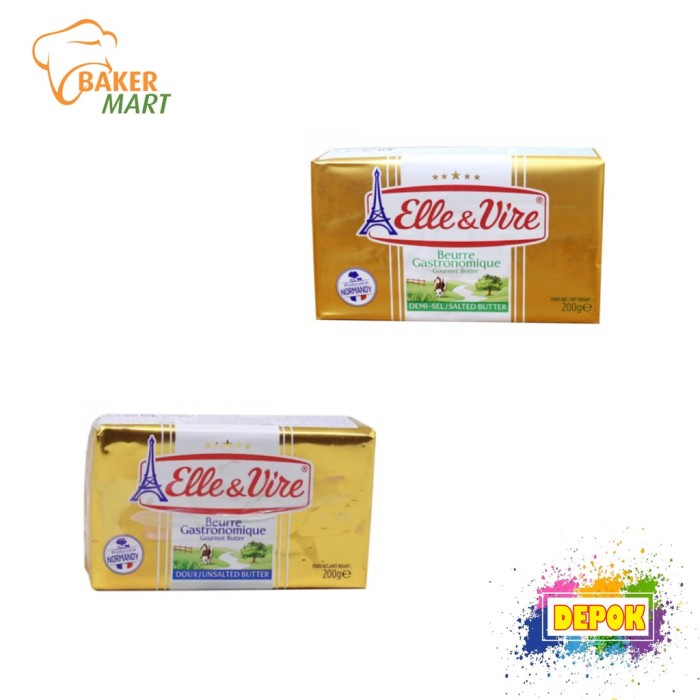 

(TopSeller) Elle & Vire Butter Salted & Unsalted Gold 200Gr