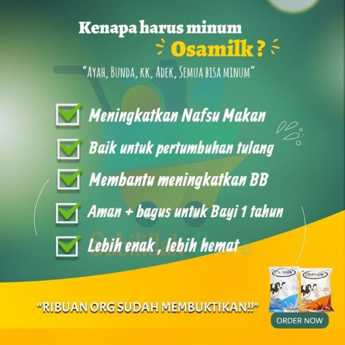 

(TopSeller) Osamilk Susu Bubuk Sapi Susu Bubuk Penggemuk Badan Susu Bubuk Sapi Murah 500gram Bpom