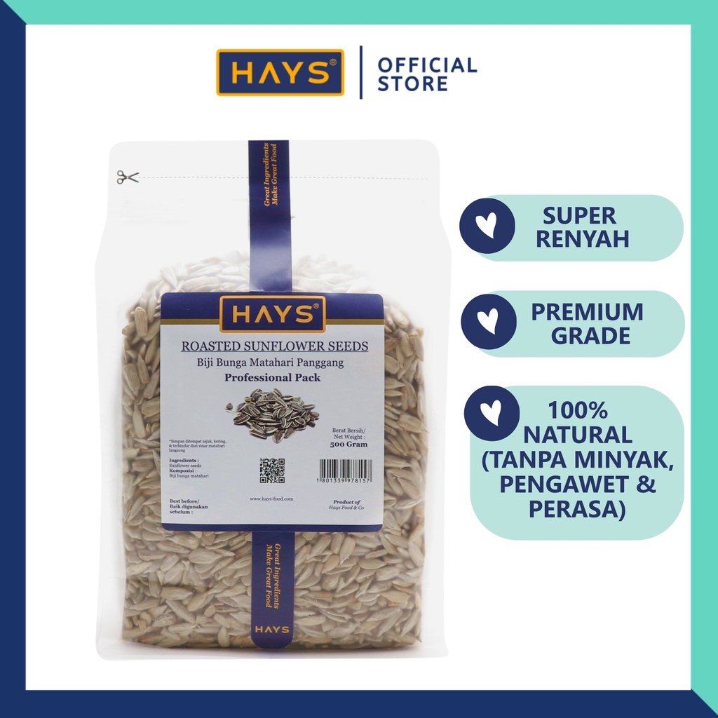 

A Roasted Sunflower Seeds 500 Gram / Biji Bunga Matahari Panggang 500 Gram / Kuaci / Kwaci - Hays