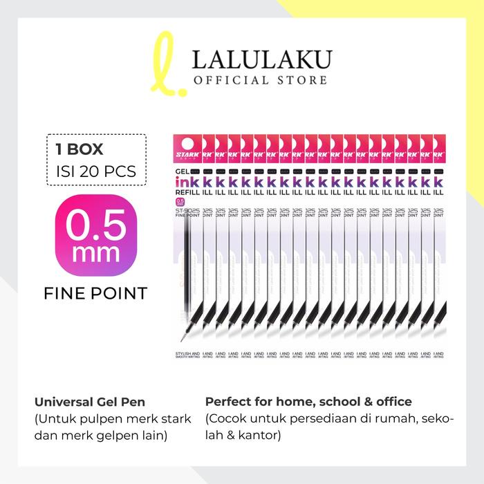 

Isi Ulang Tinta Refill / Gelpen Refill Hitam 0.5 Mm Isi 20Pcs