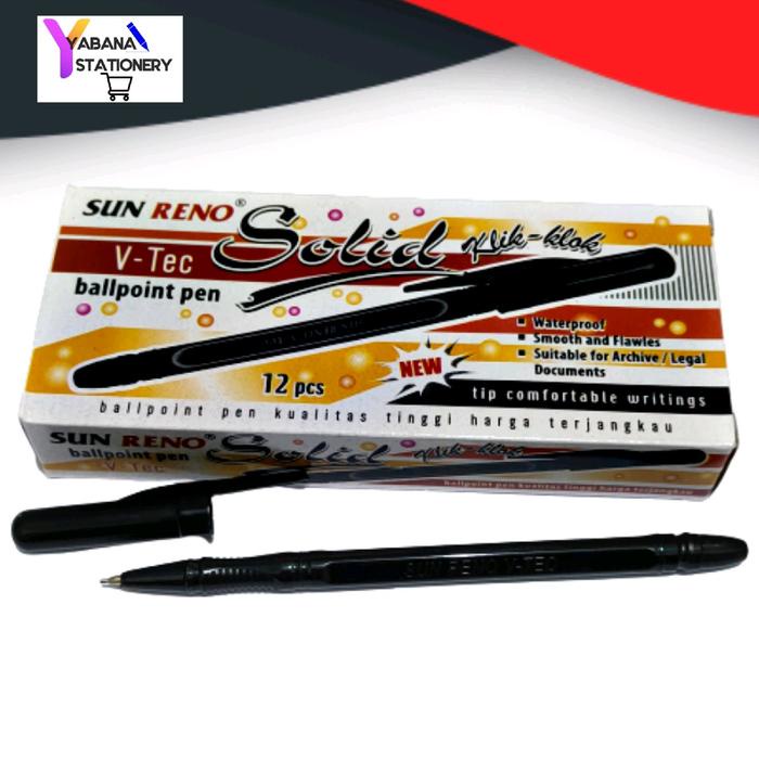 

Bolpen Pen Pulpen Pena Super Lancar Sunreno V-Tec Isi 12Pcs