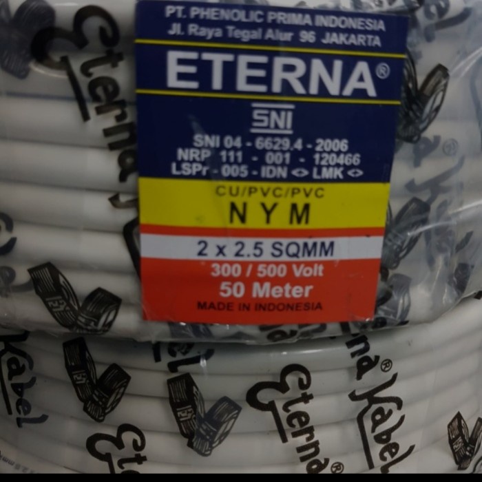kabel eterna NYM 2x2,5/kabel listrik eterna lidih 2x2, 5 per roll 50m