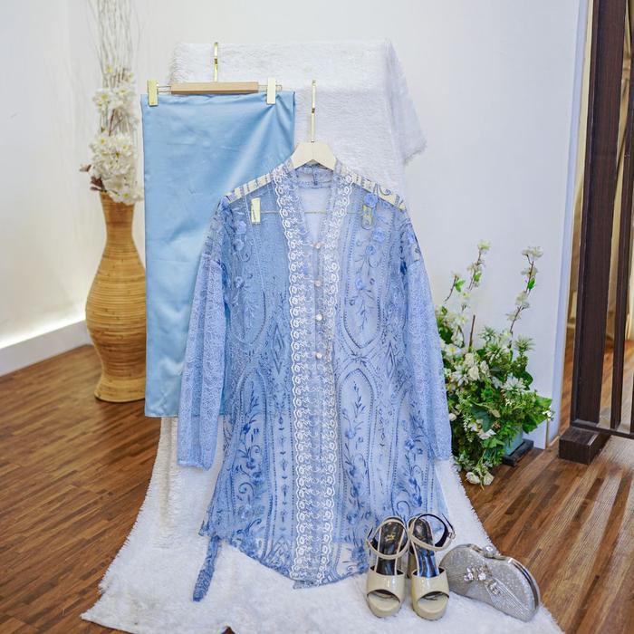 Kcj - Carissaa Outer Tunik Tile Bordir Kombinasi Brukat