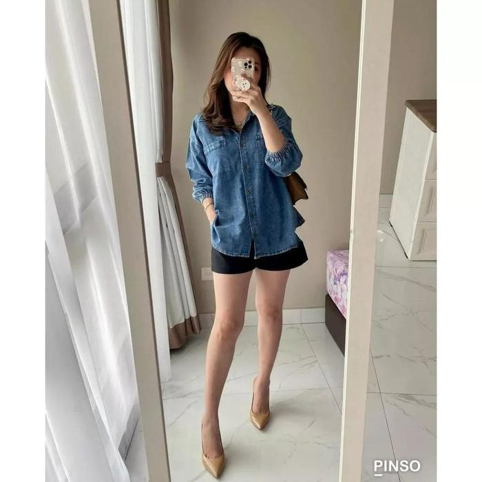 COD-KEMEJA DENIM WANITA VIRAL - KEMEJA DENIM JEANS WANITA