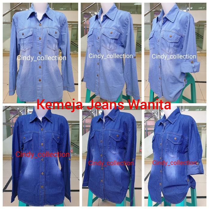 KEMEJA JEANS WANITA KEMEJA CEWEK DENIM KEMEJA WANITA JEANS KEMEJA DENIM WANITA KEMEJA LEPIS