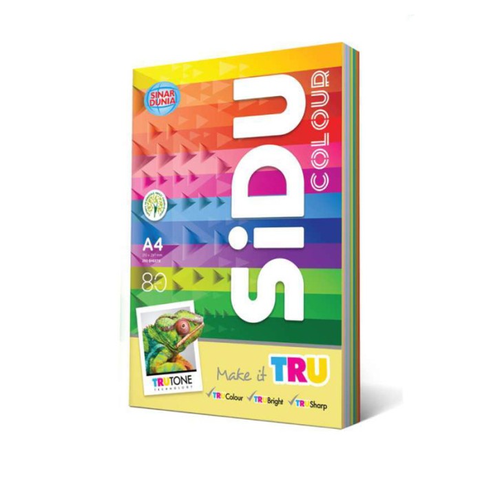 

pintar- SIDU Sinar Dunia HVS A4 80gr/gram Rainbow Color Kertas HVS Print