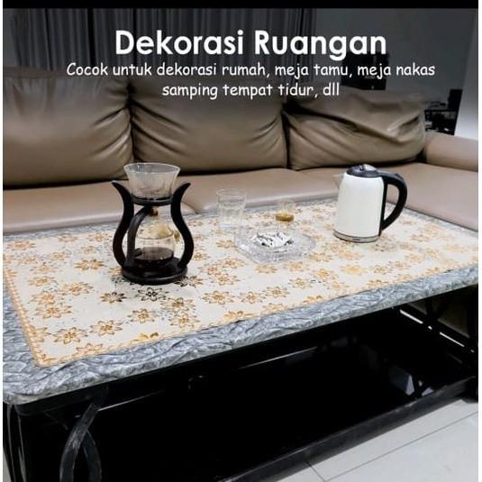 TERPERCAYA <COD> LOYAL BOSQUE TAPLAK MEJA TAMU OVAL GOLD DAN SILVER ANTI AIR 60X120CM / TAPLAK MEJA