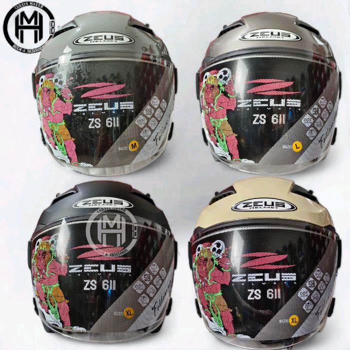Helm Zeus Zs 611 SolidHalf Face Double Visor