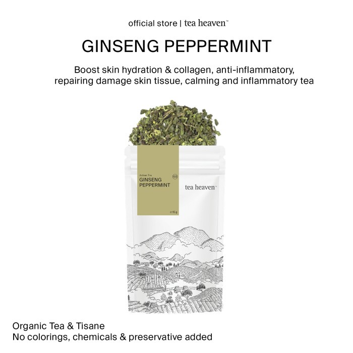 Ginseng Peppermint Tea Premium Artisan Tea Teh Hijau Mint Ginseng