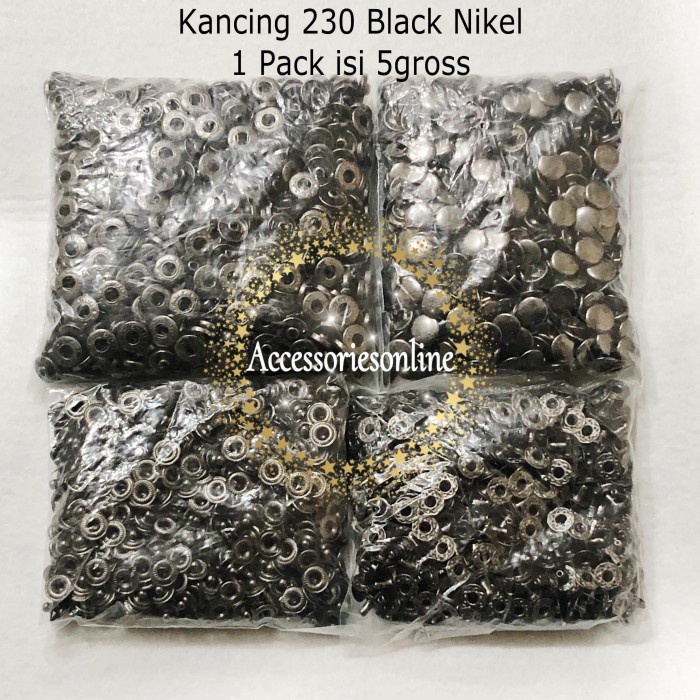 

kancing 230 Black nikel/kancing snap - 1 pak isi 5 grs