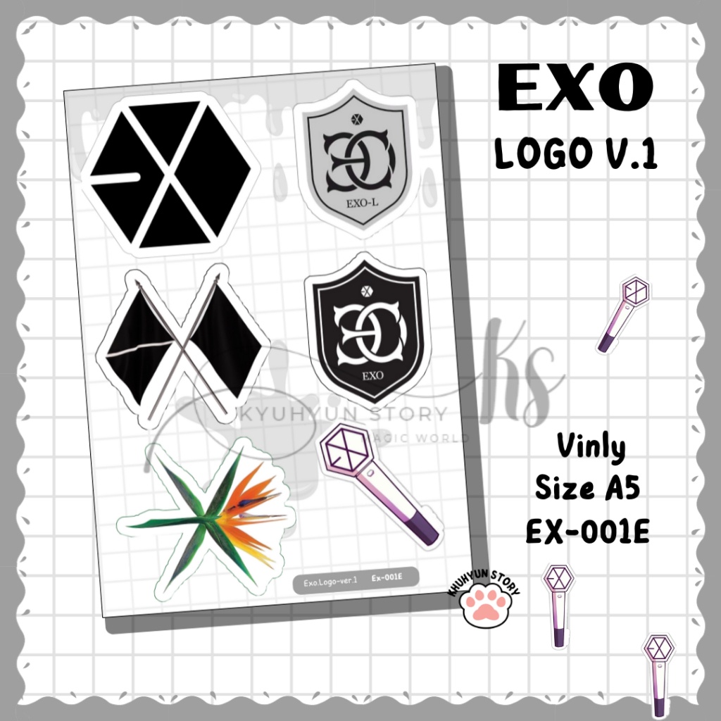 Sticker Kpop Logo Exo ExoL Aeri Stiker Deco Laptop Vinly Aesthetic Jurnal Hp Tumbler Koper Lighstick
