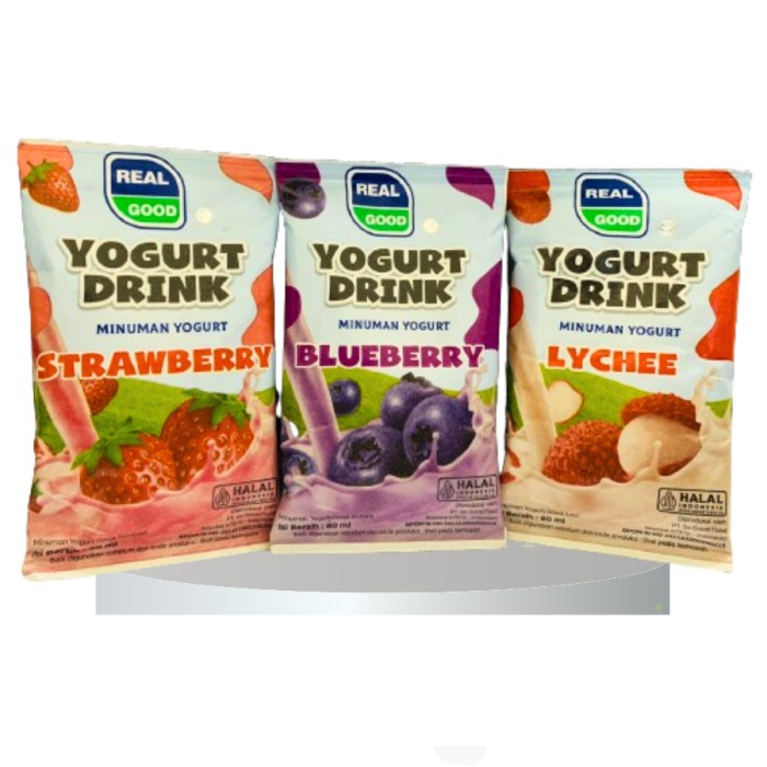 

BIG SALE REAL GOOD YOGURT DRINK 80ml BLUEBERRY STRAWBERRY LECI CEMILAN ANAK GROSIR MURAH MAKANAN