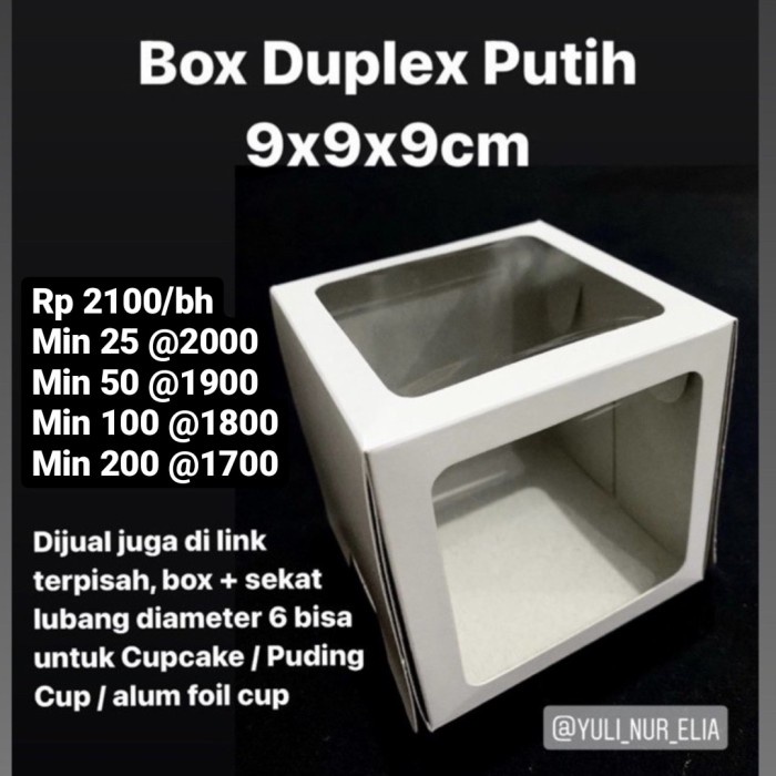 

party- Box Duplex Putih 9x9x9cm tanpa sekat