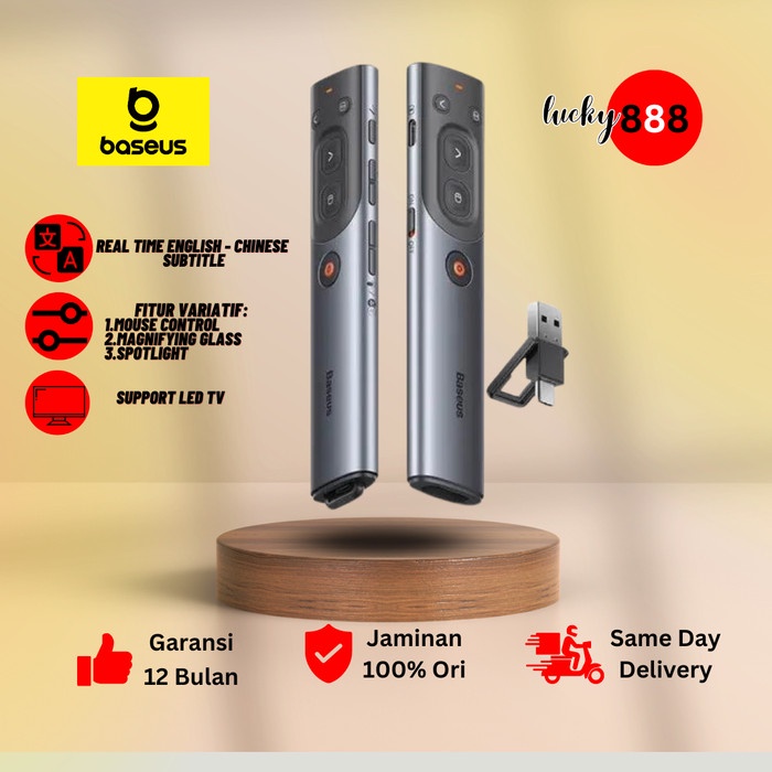 Laser Pointer Baseus Spotlight Digital Wireless Presenter Laser Pointer Untuk TV LED Air Mouse