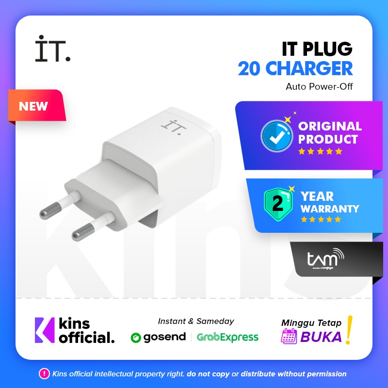 TerLengkapDong- IT Plug 20 Charger - White / IT Plug 20w Charger Wall / IT 20w Kepala charger / IT