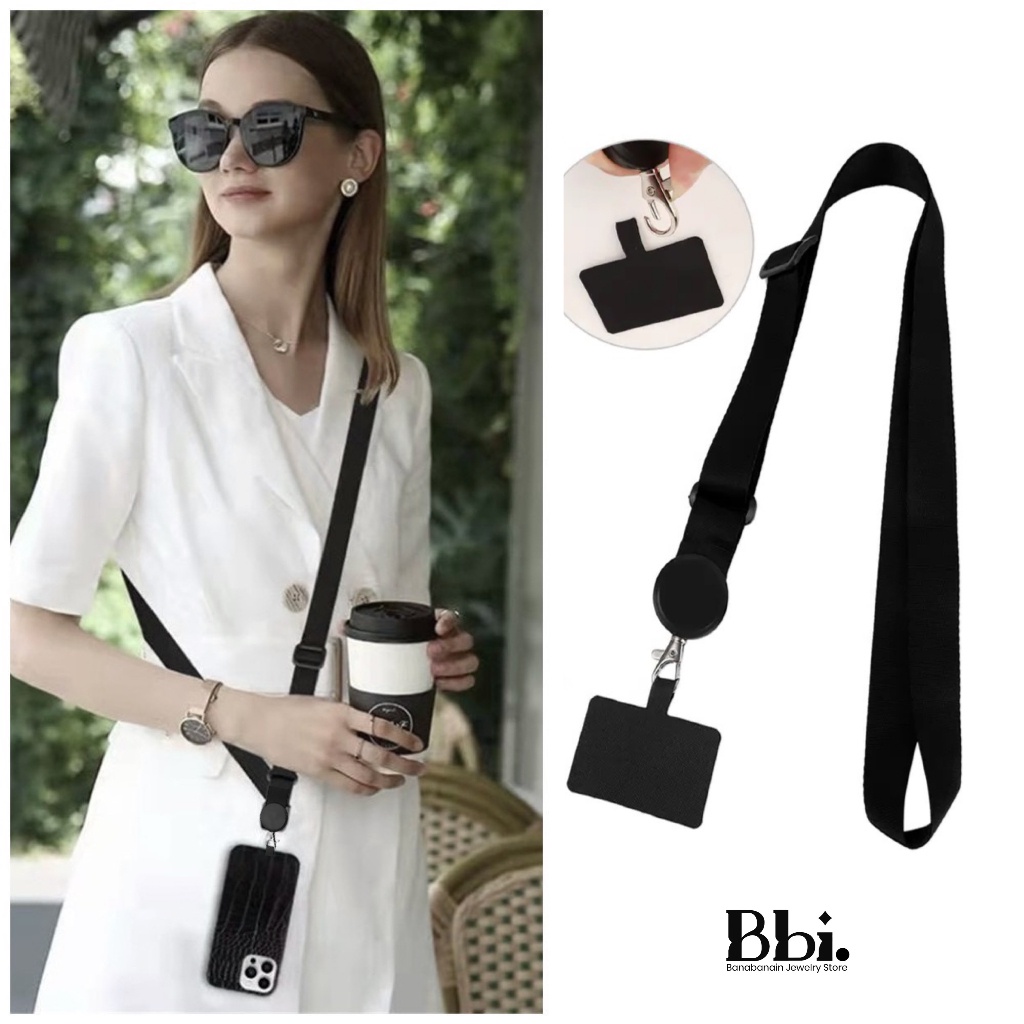 TerLengkapDong- Tali Gantungan Hitam Kalung Hp Tebal Lanyard Leher Handphone HPHITM