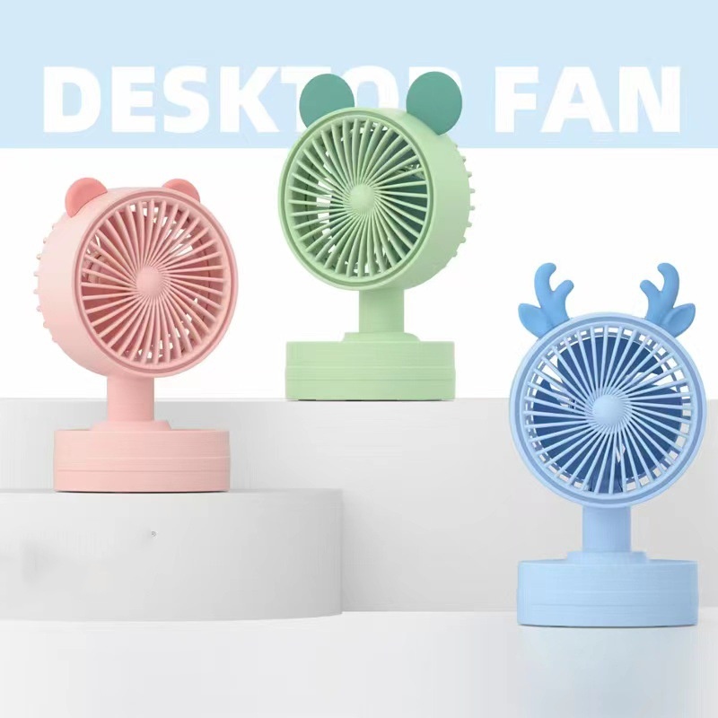 TerLengkapDong- Kipas Angin Kecil Karakter Mini Fan Duduk Meja Portable USB Kipas Angin Portabel