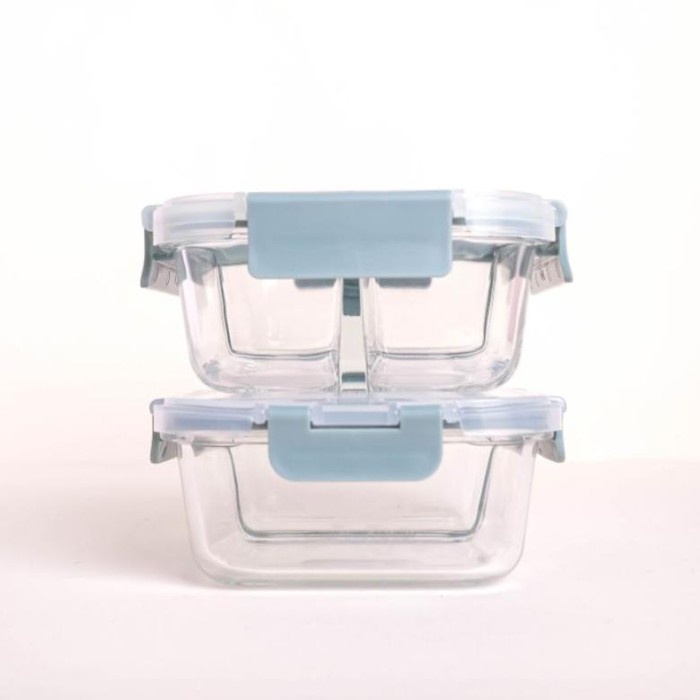 PREMIUM Little Dimple Split Lunch Box, Lunch Box Kaca Sekat