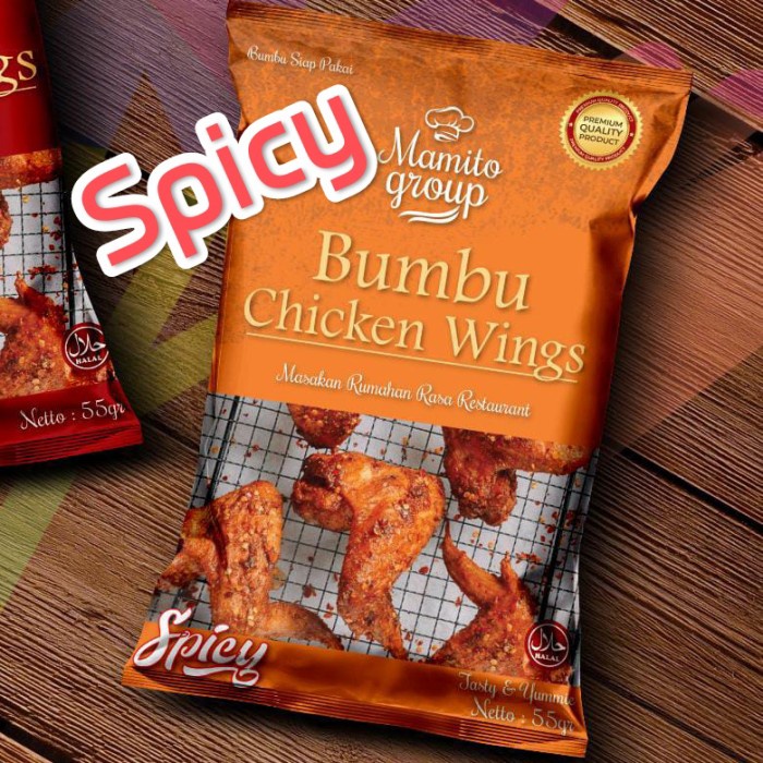 

YE935 [ premium quality ] Bumbu instan chicken wings SPICY 55gr ala restoran FREE ONGKIR