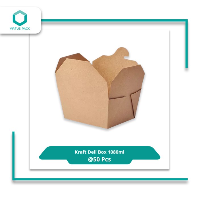 PREMIUM VirtusPack/Eco Friendly/Paper Lunch Box/ Kraft Deli Box 1080 ml/50pcs