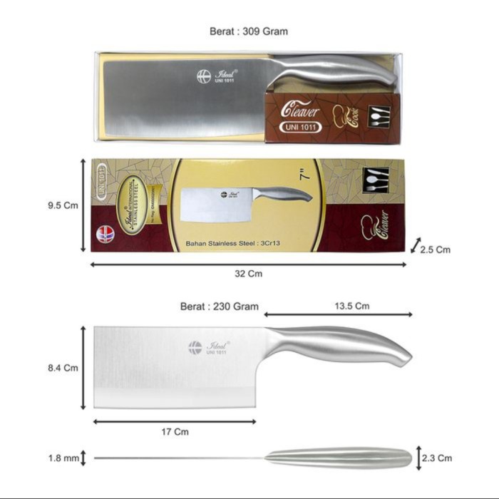 PREMIUM pisau golok IDEAL UNI 1011/pisau daging full stainless original