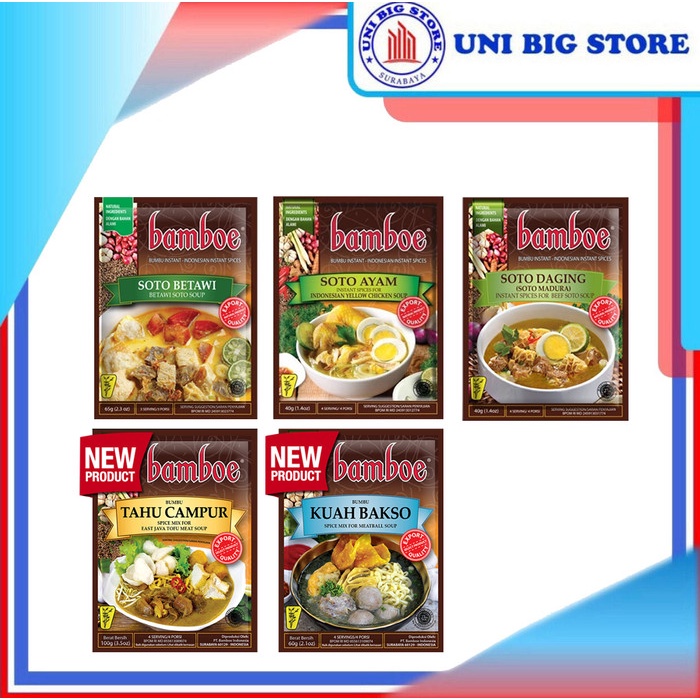 

IS300 Bamboe EXPORT Bumbu Instan Soto Ayam Madura Betawi Tahu Campur Bakso PROMO