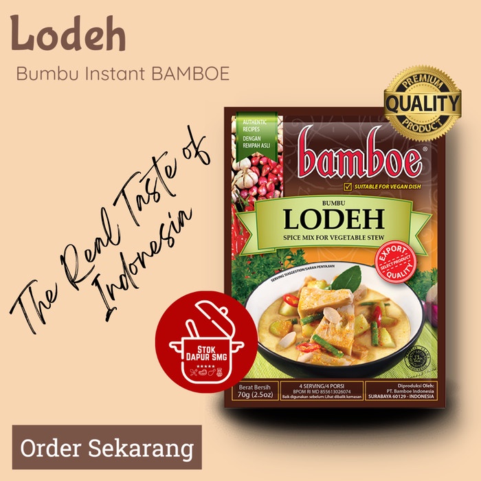 

VP750 Bumbu Masak Instan BAMBOE Indonesia Export Quality LODEH 54gr TERMURAH