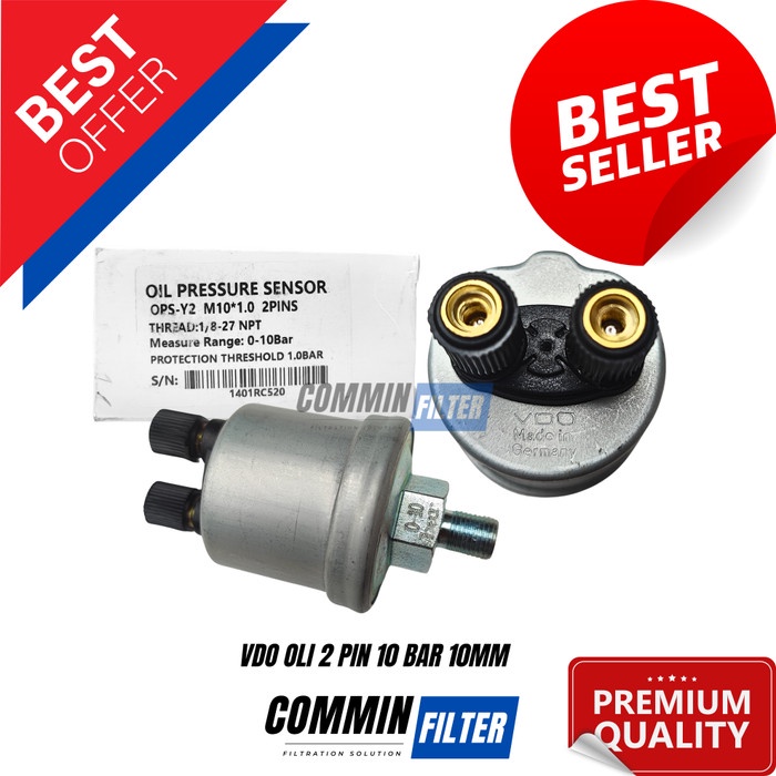 PREMIUM VDO SENSOR TEKANAN OLI SWITCH OLI VDO 10 BAR 2 PINS DRAT 10MM