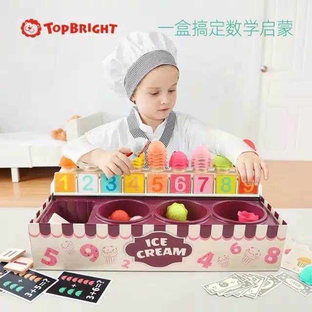 PREMIUM Top bright math ice cream cart - mainan edukasi - mainan ice cream